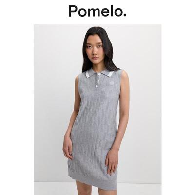 Pomelo 休闲风polo领针织裙无袖显瘦小个子气质易搭连衣裙