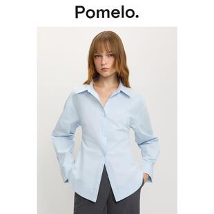 衬衫 衬衣女宽松显瘦易搭休闲长袖 上衣 通勤风浅蓝色长袖 Pomelo