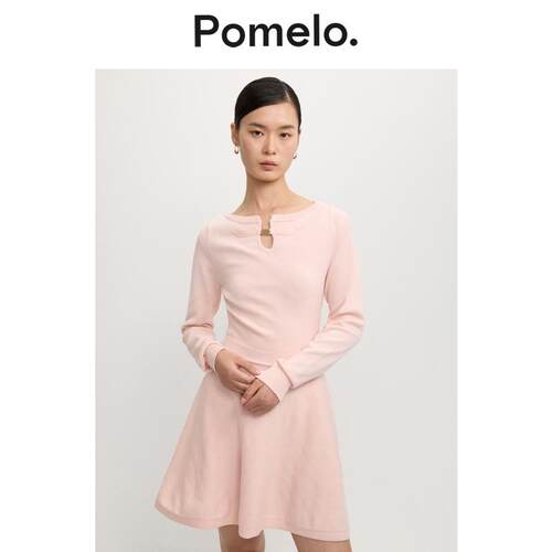Pomelo 镂空针织连衣裙 - 浅粉色
