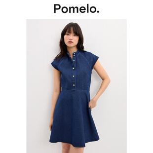 Pomelo 蓝色 牛仔纽扣连衣裙