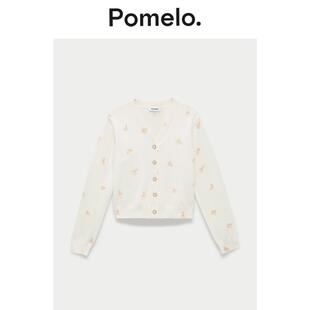 上衣女 针织开衫 Pomelo 淑女风花卉图案纽扣长袖