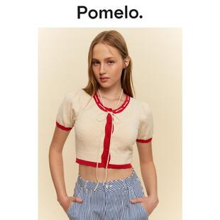 短款 撞色设计小众辣妹风修身 针织上衣女 针织衫 Pomelo