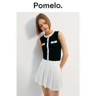 Pomelo 黑白配色Pomelo纽扣无袖上衣