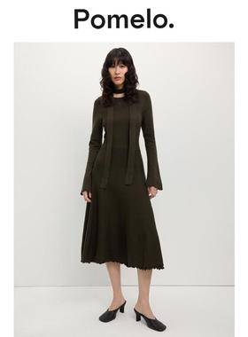 Pomelo 系带收腰连衣裙 - 深绿色