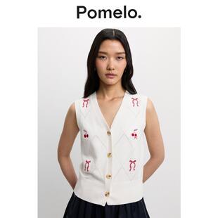 Pomelo 象牙白 镂空刺绣背心