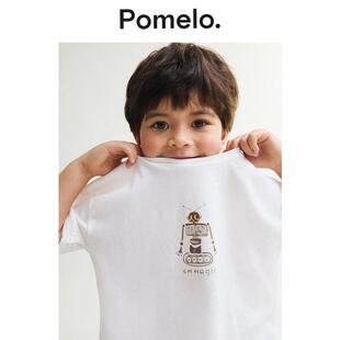 T恤 机器人印花圆领T恤夏透气中小童上衣休闲短袖 Pomelo 童装