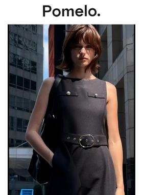 Pomelo 系带无袖连衣裙 - 黑色