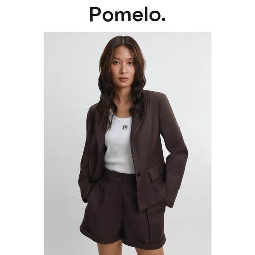 Pomelo 修身单排扣工装西装外套 - 棕色