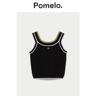 Pomelo 内搭罗纹背心吊带女 运动撞色饰边修身
