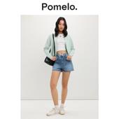 Pomelo 休闲高腰宽松毛边设计感牛仔短裤 女