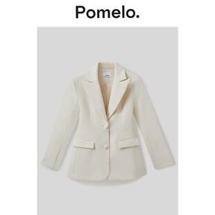 外套女 显瘦设计感小众西装 Pomelo 气质通勤风米白色西装