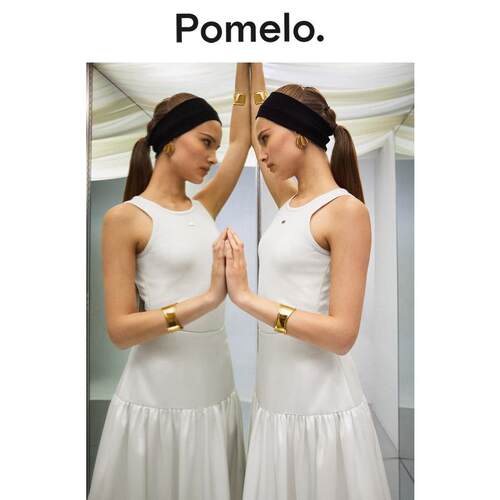 Pomelo 通勤风白色针织背心女早春圆领修身显瘦内搭外穿无袖上衣