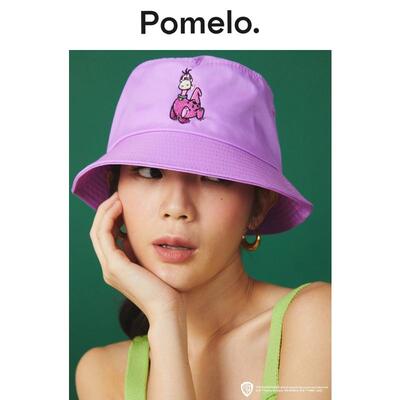 Pomelo x 摩登原始人Dino联名卡通刺绣甜妹风香芋紫色渔夫帽女