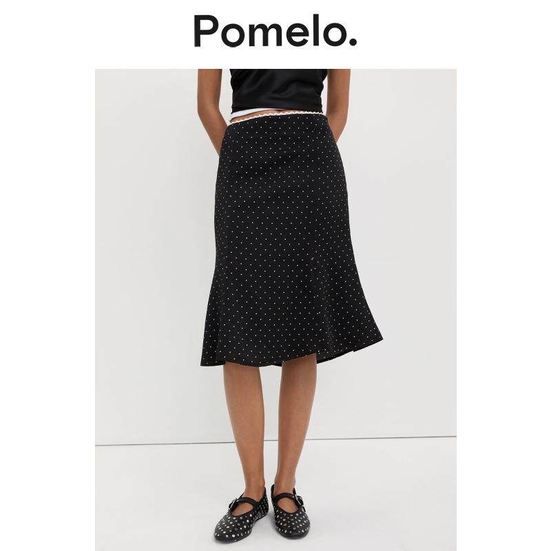 Pomelo高腰显瘦鱼尾摆半身裙通勤中长款
