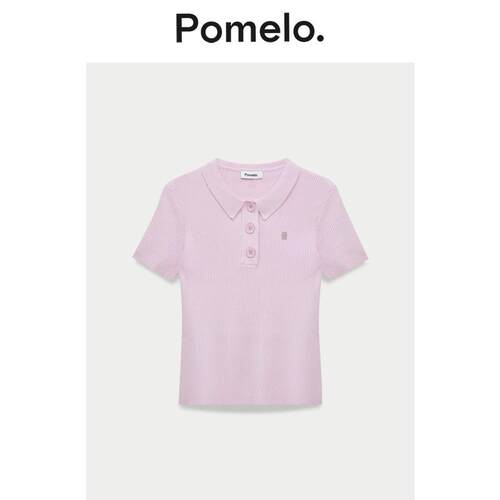 Pomelo 罗纹桃心领针织上衣 - 浅粉色