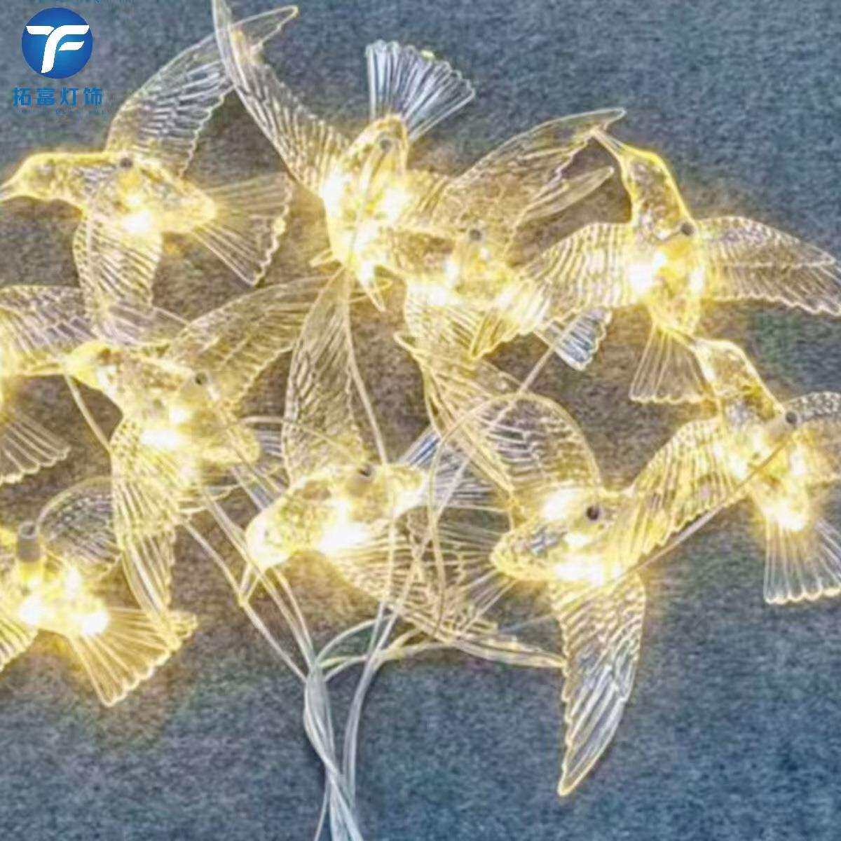 十头亚克力透明飞鸟吊灯婚礼舞台吊顶布置装饰灯发光小鸟ledled灯
