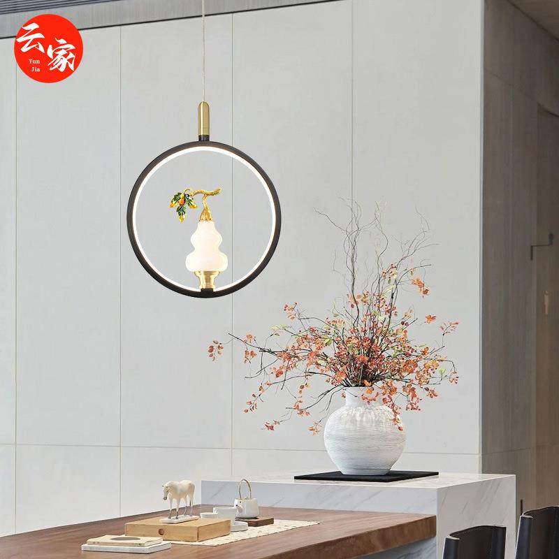 新中式全铜小吊灯古典卧室床头吊灯过道走廊灯茶室书房灯创意灯具