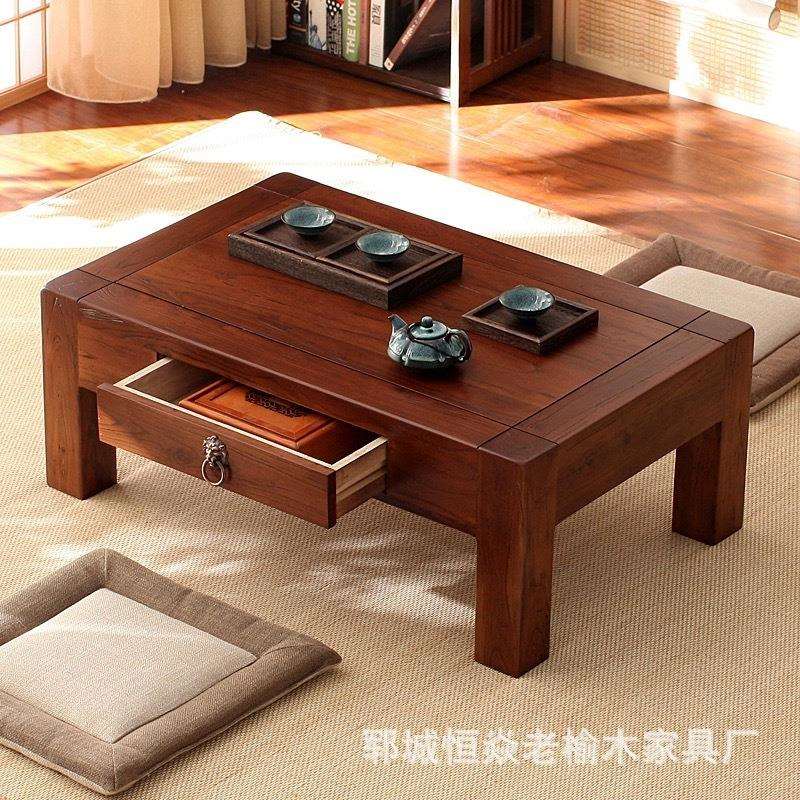 老榆木炕桌新中式小矮桌榻榻米看书学习桌长方形泡茶桌卧室飘窗桌