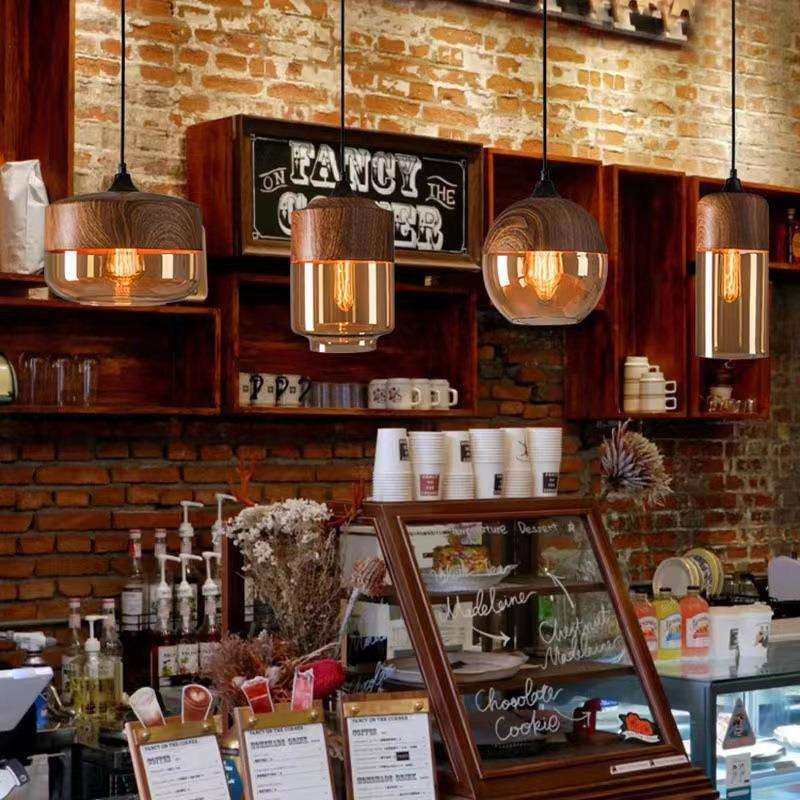 日式工业风loft餐厅黑色玻璃吊灯个性复古艺术创意酒吧吧台组合灯