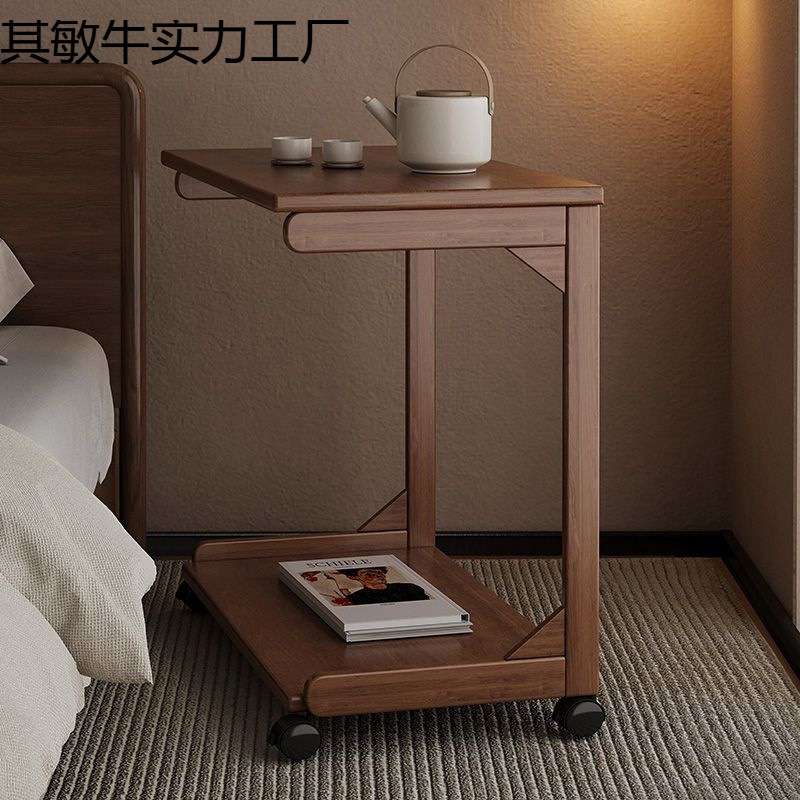 沙发边几可移动床头桌子带轮侧边柜家用客厅小户型实木小茶几角几