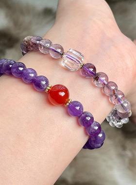 天然紫水晶手链女闺蜜转运珠