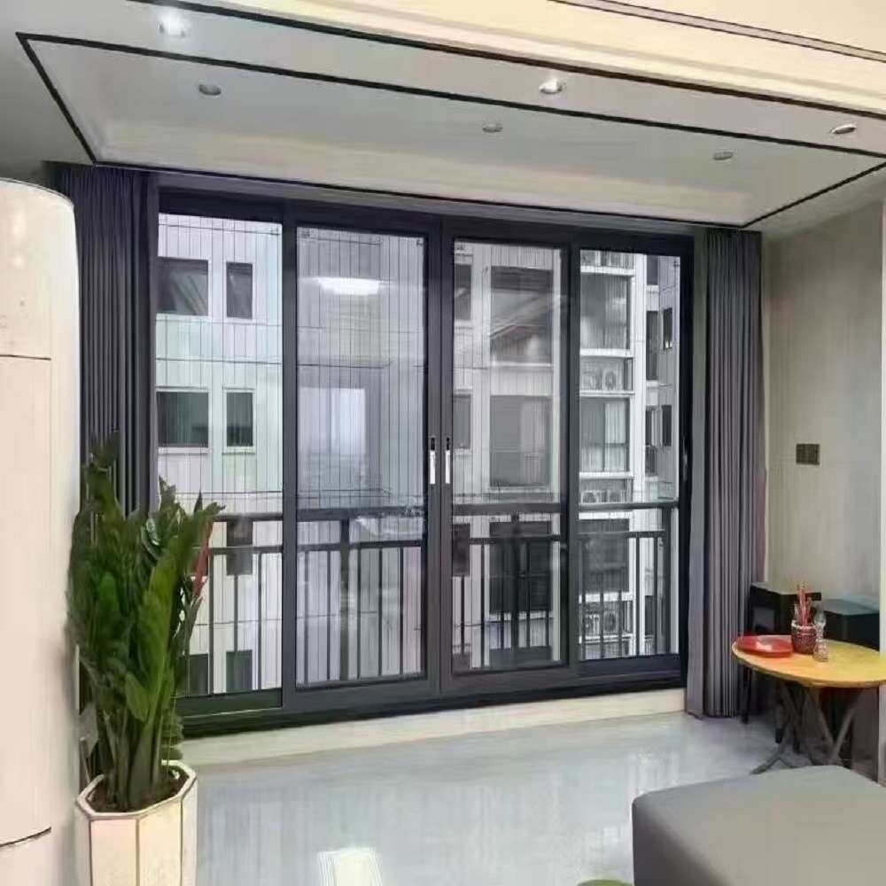 铝合金断桥客厅窗纱一体推拉窗阳台防盗扇形窗户阳台推拉平开窗