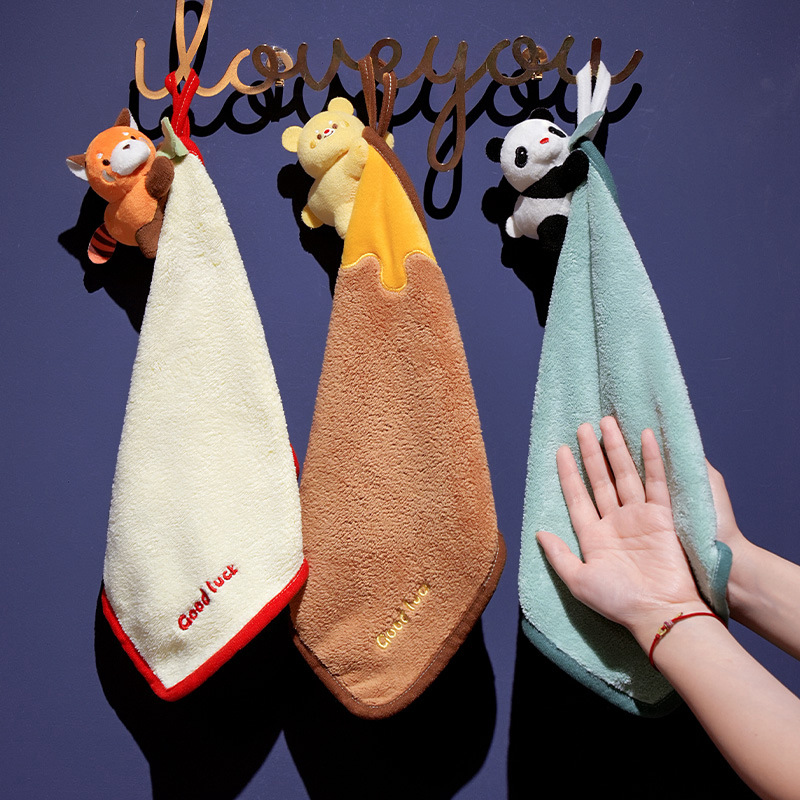 擦手巾挂式可爱i毛巾抹布超强吸水家用卫生间手布手帕珊瑚绒擦手
