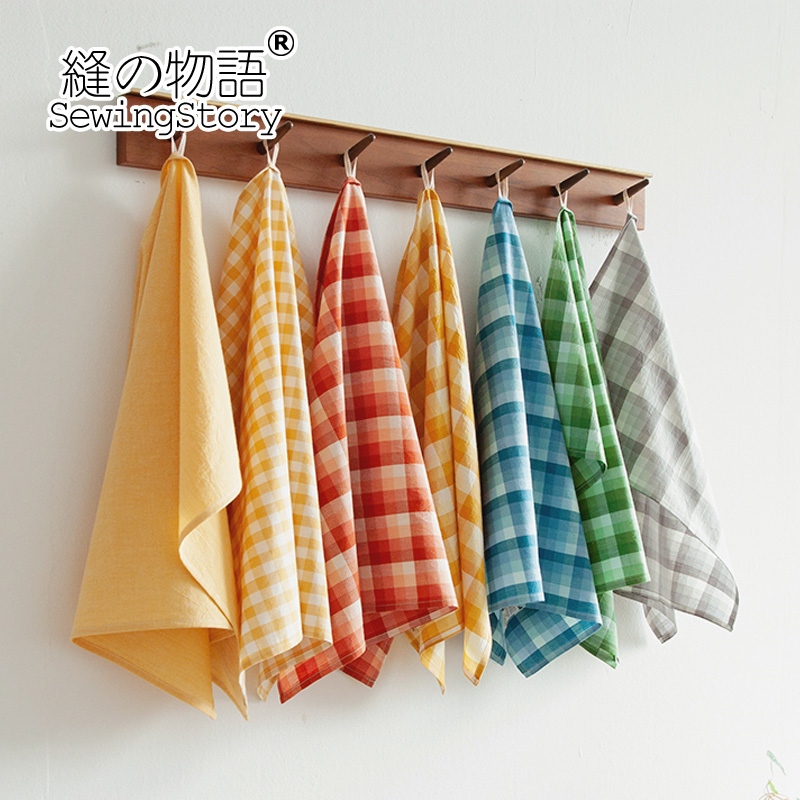 缝物语日式简约格子n水洗棉布艺餐布餐垫巾便当布美食拍照糖果系