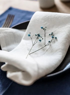 100%纯色亚麻餐巾家用45X45CM高档餐口布酒店擦杯布西T餐垫32X44C