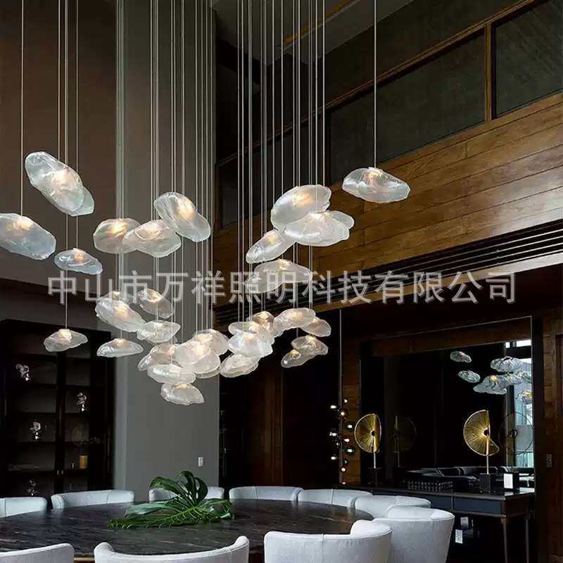 楼梯高吊灯售楼部复式楼挑高客厅别墅酒店公寓轻奢艺术网红装饰灯