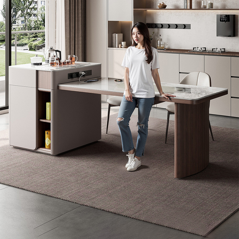 古调 岩板岛台餐桌小户型 一体家用可伸缩轻O奢现代多功能厨房导