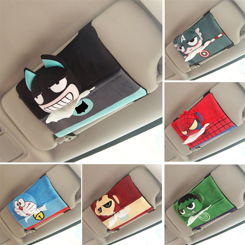 汽车遮阳板c式纸巾盒吸顶卡通车用纸巾套创意车载抽纸套餐巾纸个