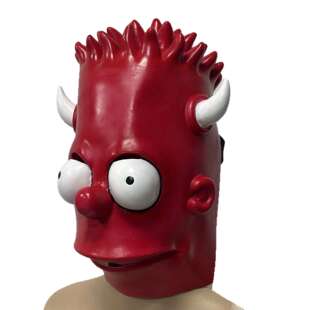 辛普森面具Simpsons电影角色人物恶魔之子乳胶道具万圣节假面装扮