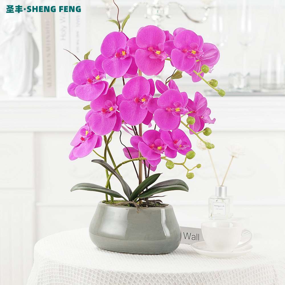 蝴蝶兰仿真花套装盆栽绢花盆景酒店假花客厅茶几装饰假花摆件