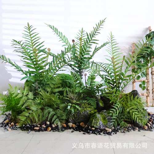 仿真蕨类植物软胶波斯蕨霸王蕨商场餐厅软装绿植配材花槽插花蕨草