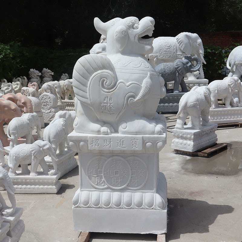 石雕貔貅一对户外汉白玉家用大型石貔貅别墅公司商场门口招财摆件