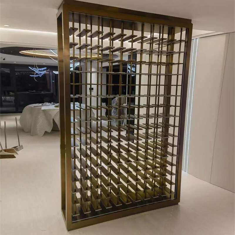 高档发光不锈钢亚克力酒柜客厅隔断柜轻奢红酒展示架千层展示柜
