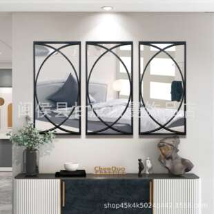 墙面装饰镜金属工艺品客厅墙壁艺术装饰爆款铁艺线条跨境装饰镜