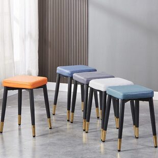 轻奢凳子可叠放方凳软包板凳现代简约家用餐桌凳创意椅子客厅小矮