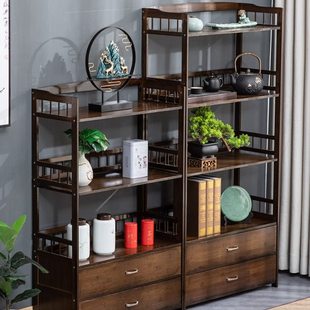 新中式博古架小型茶柜架茶架子置物架实木茶叶架茶具展示架茶叶柜