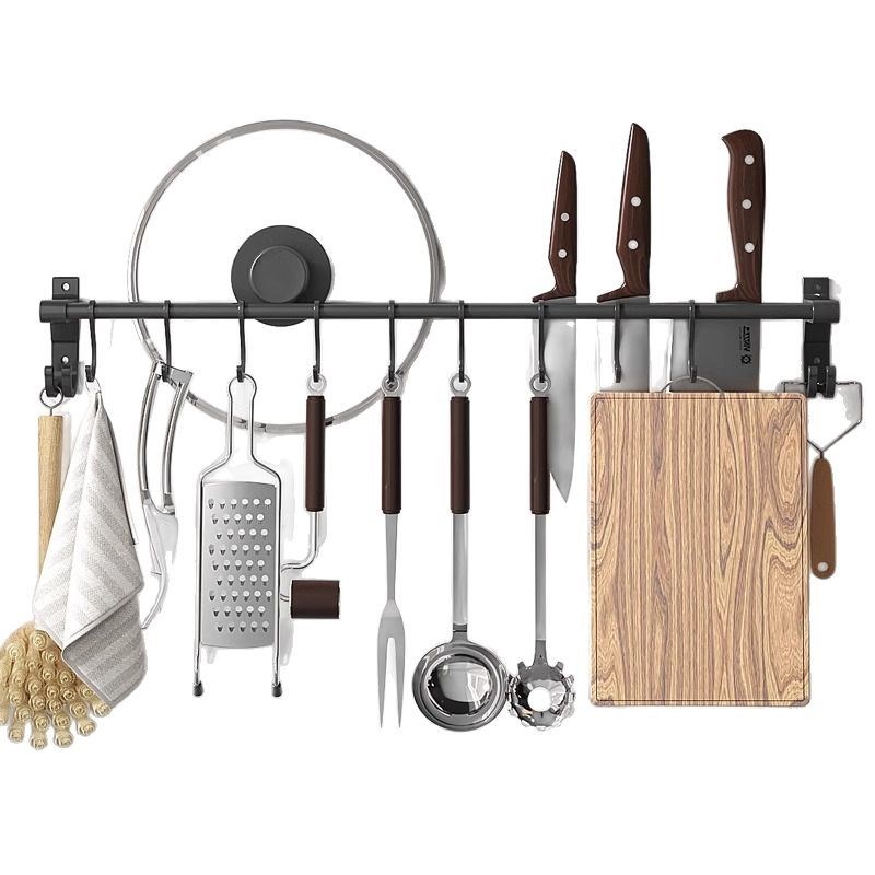 免打孔厨房挂钩架壁挂墙壁墙上挂杆置物架L厨具挂架勺子铲子收纳