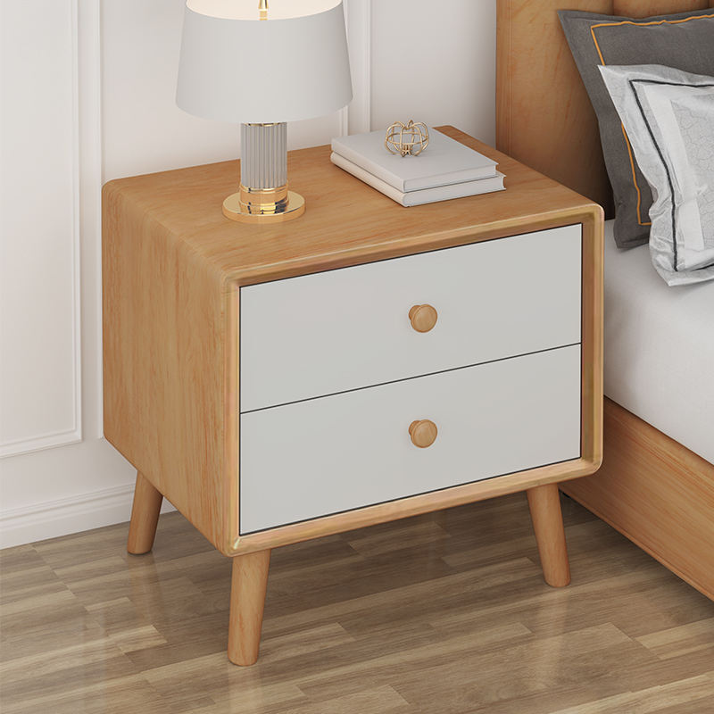 纯实木床头柜小型卧室原木现代简约迷你极窄M边柜30公分宽网红创