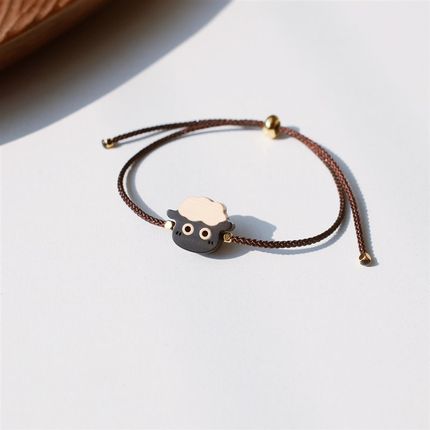 可爱小羊檀木黄杨手链手绳z呆萌生肖手工原木饰品森系迷你