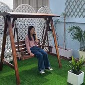 新款 户外庭院实木摇椅室内休闲儿童吊椅别墅阳台防腐木室外荡秋千