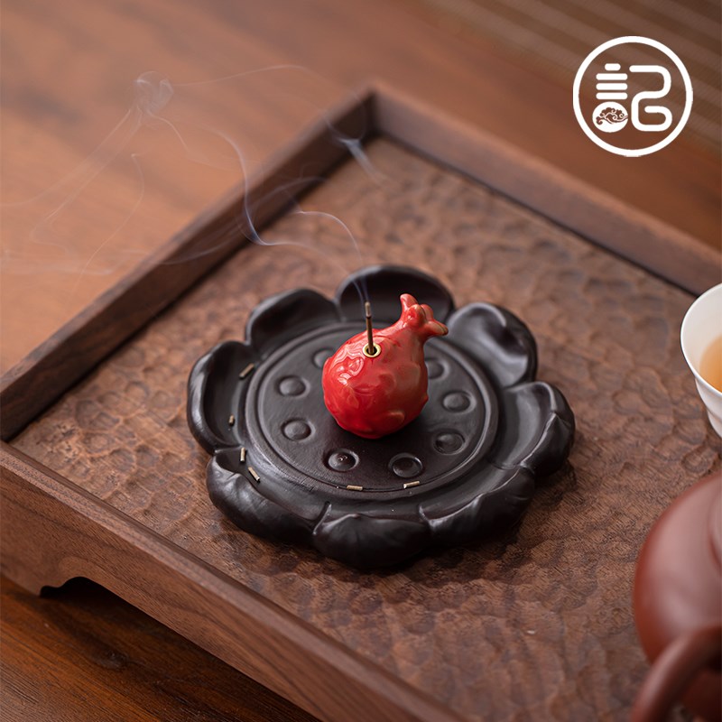 记今朝【火龙果】创n意陶瓷线香炉香插香座茶道室内香薰炉茶几摆
