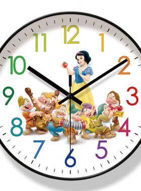 时钟2易普趣童拉静音间客厅挂表挂钟石英钟6公主秒7儿童房扫9钟表