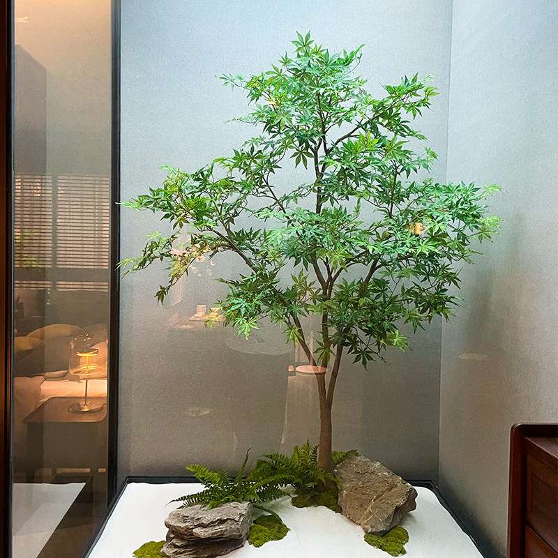 彷真青枫树枫叶树大型绿植室内设计装饰假树橱窗造景红枫树鸡爪槭