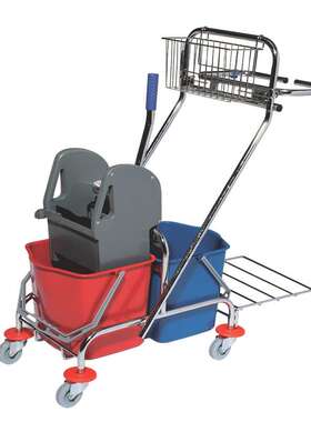 白云清洁下压式双桶榨水车AF08087酒店物业保洁34升轻巧型挤水桶