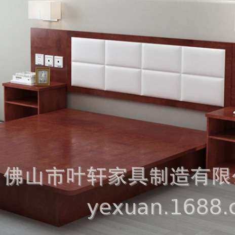 佛山厂家板式床投屏酒店宾馆民宿公寓家具床头简易单双人床床屏