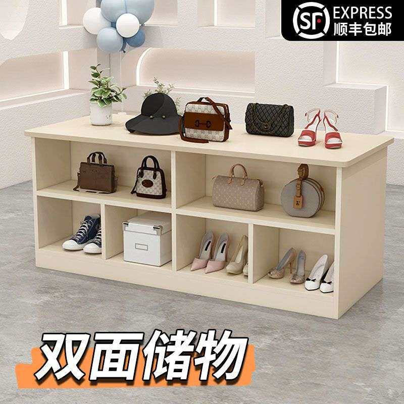 服装店中岛台简约现代陈列展示柜双面6宫格收纳摆放流水台展示桌